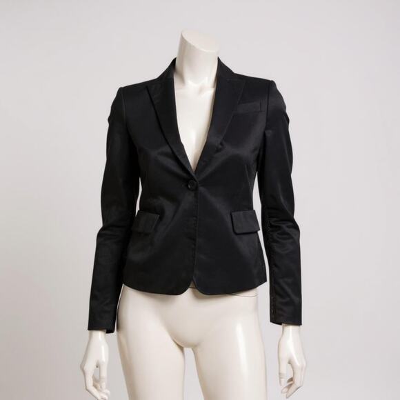 Akris Punto Women's Black Blazer Jacket Size 2 Mesh Sleeve Trim - Picture 1 of 9